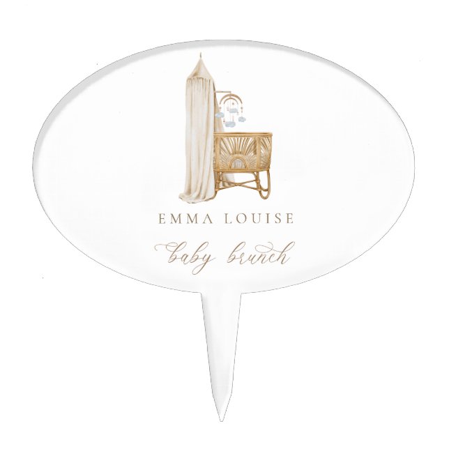 Neutral Boho Baby Brunch  Cake Topper (Front)