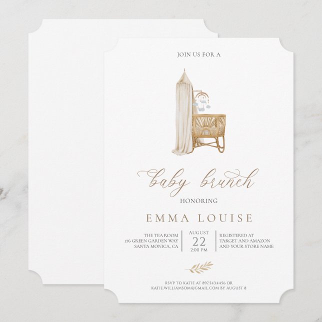 Neutral Boho Baby Brunch Invitation (Front/Back)