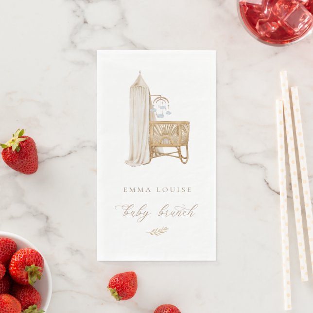 Neutral Boho Baby Brunch Paper Guest Towels (Insitu)