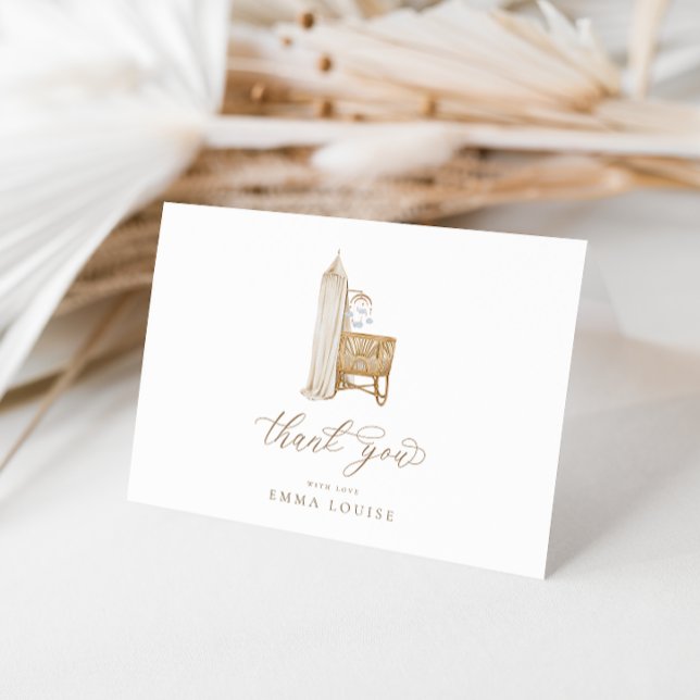 Neutral Boho Baby Shower Letterpress Thank You Card (Creator Uploaded)