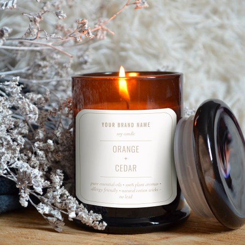 Neutral Boho Beige Candle Product Label