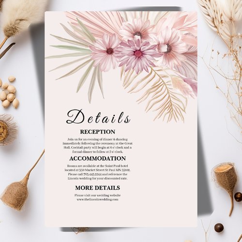 Neutral Boho Botanical Wedding Enclosure Card