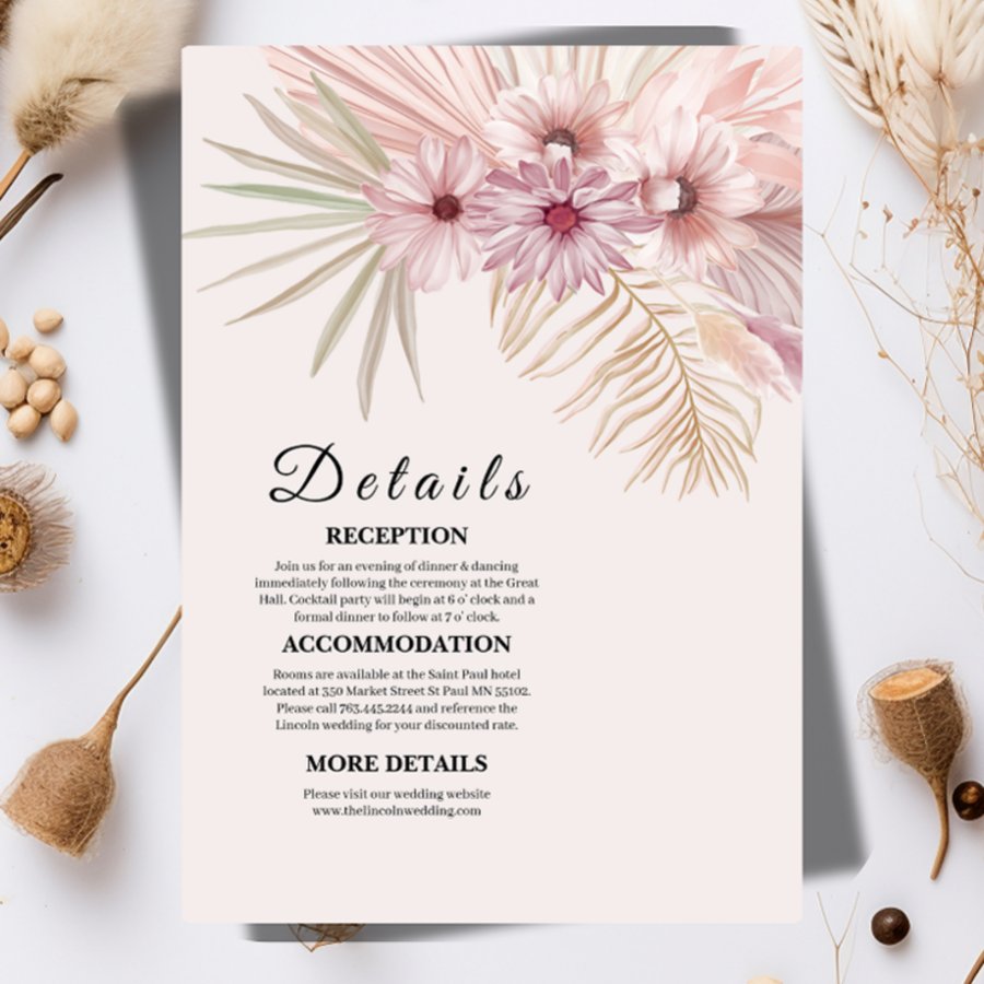 Neutral Boho Botanical Wedding Enclosure Card