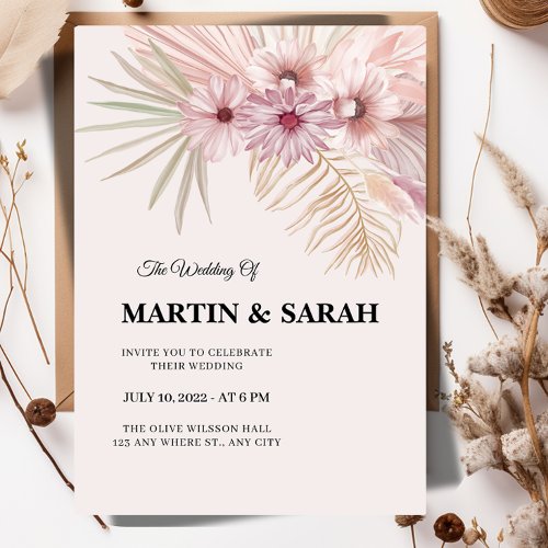 Neutral Boho Botanical Wedding Invitation