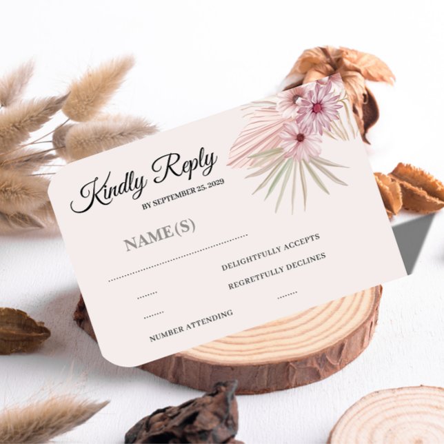 Neutral Boho Botanical Wedding RSVP Card  (Creator Uploaded)