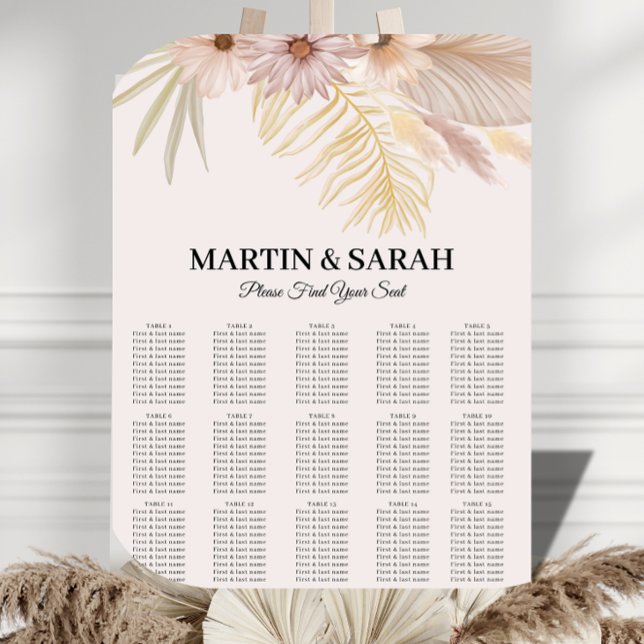 Neutral Boho Botanical Wedding Seating Chart (Creator Uploaded)
