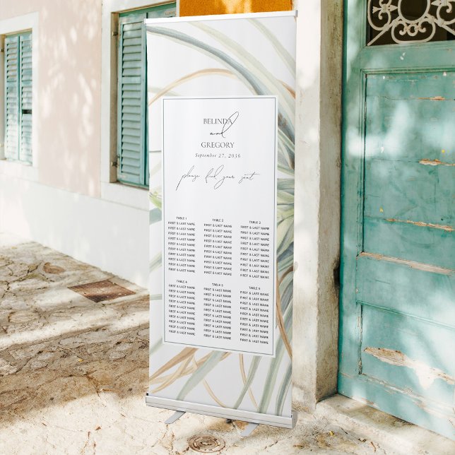 Neutral Boho Botanical Wedding Seating Chart Retractable Banner (Neutral Boho Botanical Wedding Seating Chart Retractable Banner)