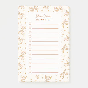 Neutral Boho Bows Personalized Check To Do List Post-it Notes