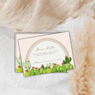 Neutral Boho Cactus Arch Baby Shower Diaper Raffle Enclosure Card