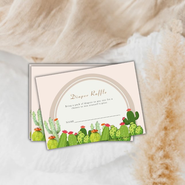 Neutral Boho Cactus Arch Baby Shower Diaper Raffle Enclosure Card (Neutral Boho Cactus Arch Baby Shower Diaper Raffle Enclosure Card)