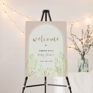 Neutral Boho Cactus Arch Welcome Sign Baby Shower
