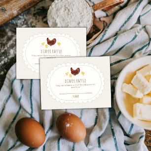 Neutral Boho Chicken Diaper Raffle Baby Shower Enclosure Card