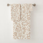 Neutral Boho Christmas Gingerbread Man Beige Bath Towel Set