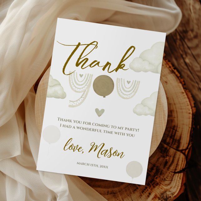Neutral Boho Cloud First Birthday Thank You (Creator Uploaded)