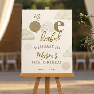 Neutral Boho Cloud Mr Onederful Welcome Sign