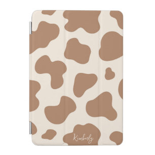 Neutral Boho Cow Print Western Cowgirl Beige Name iPad Mini Cover