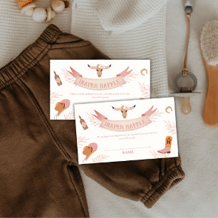 Neutral Boho Cowgirl Diaper Raffle Baby Shower Enclosure Card