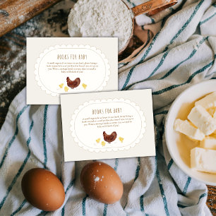 Neutral Boho Farm Chicken Books For Baby Shower Enclosure Card