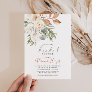 Neutral Boho Floral Bridal Shower Invitation