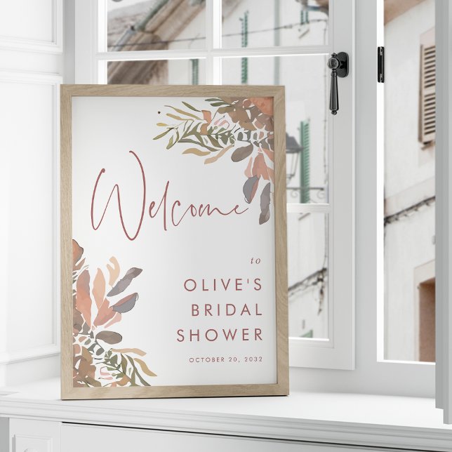 Neutral Boho Floral Bridal Shower Welcome Sign (Neutral boho floral bridal shower welcome sign)