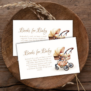 Neutral Boho Floral Stroller Books For Baby Shower Enclosure Card