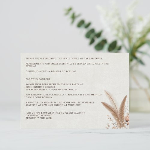 Neutral Boho Floral with Details Wedding Enclosure Card