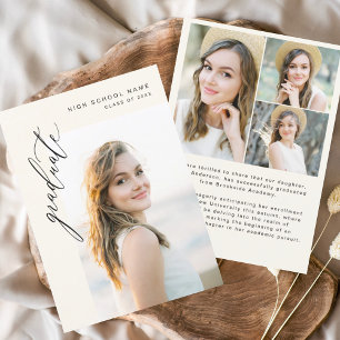 Neutral Boho Graduate Simple Photo Graduation  Announcement