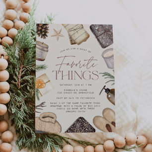 Neutral Boho Holiday Favorite Things Party Invitation