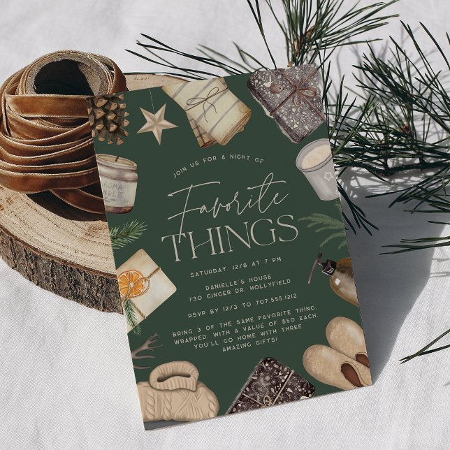 Neutral Boho Holiday Favorite Things Party Invitation (Creator Uploaded)