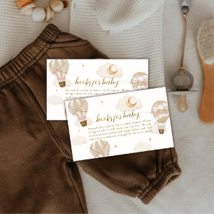Neutral Boho Hot Air Balloon Books Baby Shower Enclosure Card