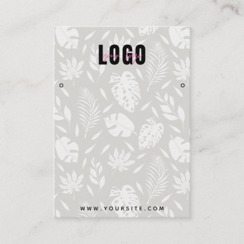 Neutral Boho Leaf Pattern Earrings Jewelry Display Business Card