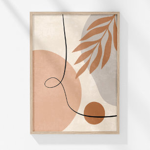 Neutral Boho Line Art Botanical Abstract Wall Art 