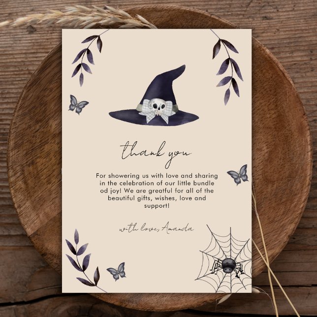 Neutral Boho Little Boo Witch Hat Baby Shower Thank You Card (Neutral Boho Little Boo Witch Hat Baby Shower Thank You Card)