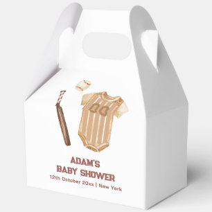 Neutral Boho Little Slugger Baseball Baby Shower Favor Boxes