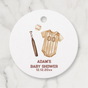 Neutral Boho Little Slugger Baseball Baby Shower Favor Tags