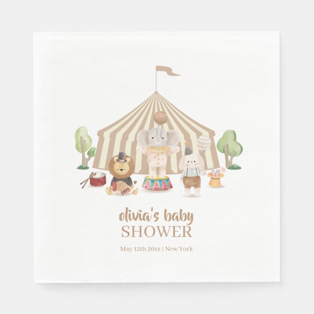 Neutral Boho Magical Safari Circus Baby Shower  Napkins (Front)