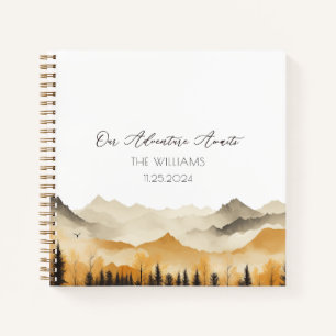 Neutral Boho Mountain Watercolor Wedding Guest Notebook