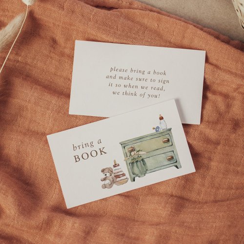 Neutral Boho Nursery Baby Shower Bring a Book Enclosure Card