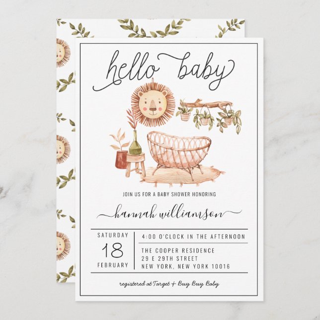 Neutral Boho Nursery | Baby Shower Invitation (Front/Back)