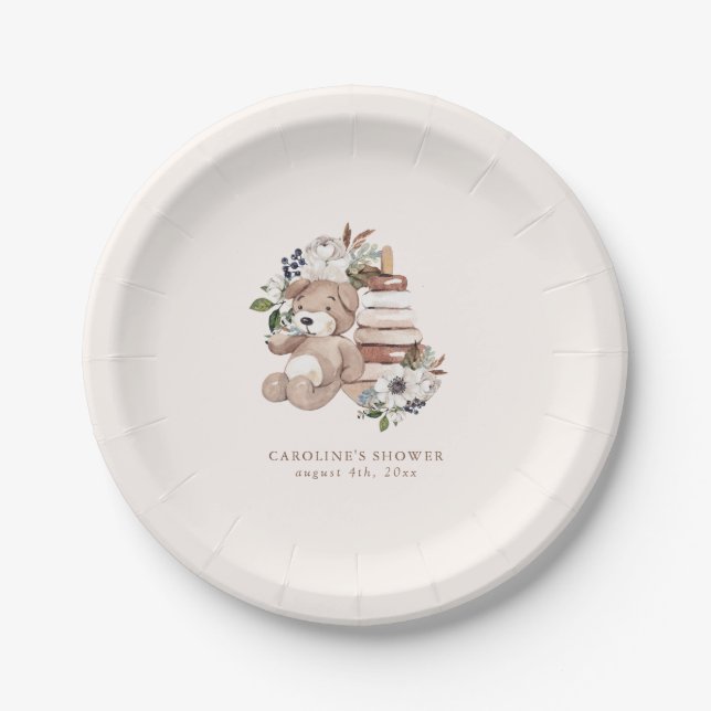 Neutral Boho Nursery Baby Shower Paper Plates (Front)