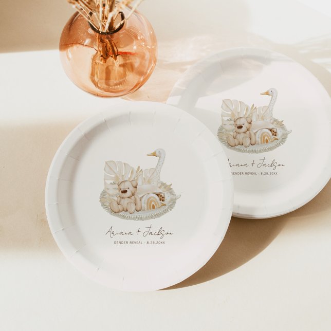 Neutral Boho Nursery Baby Shower Paper Plates (Creator Uploaded)