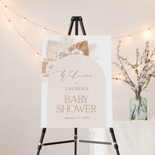 Neutral Boho Pampas Grass Baby Shower Welcome Sign