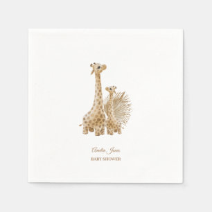 Neutral Boho Pampas Grass Giraffe Baby Shower Napkins