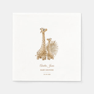 Neutral Boho Pampas Grass Giraffe Baby Shower Napkins