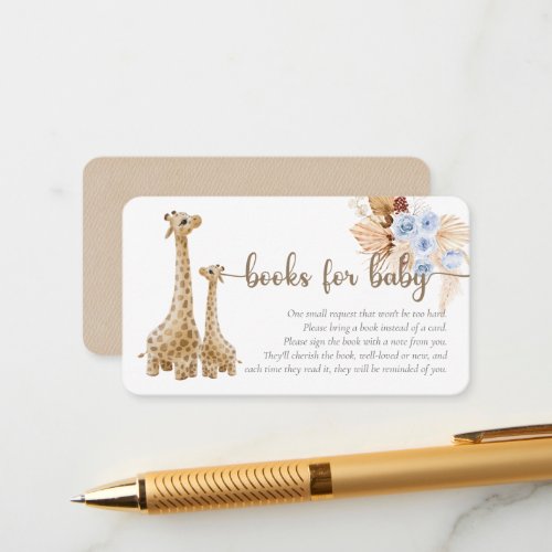 Neutral Boho Pampas Grass Giraffe Books For Baby   Enclosure Card
