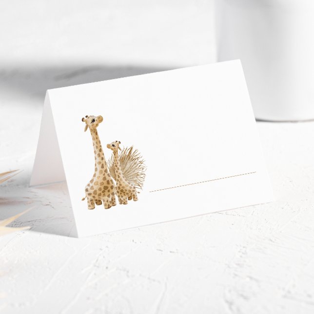 Neutral Boho Pampas Grass Giraffe Place Card (Creator Uploaded)