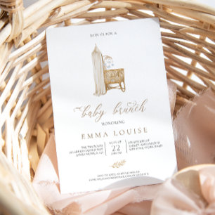 Neutral Boho Pampas Grass Nursery Baby Brunch Invitation