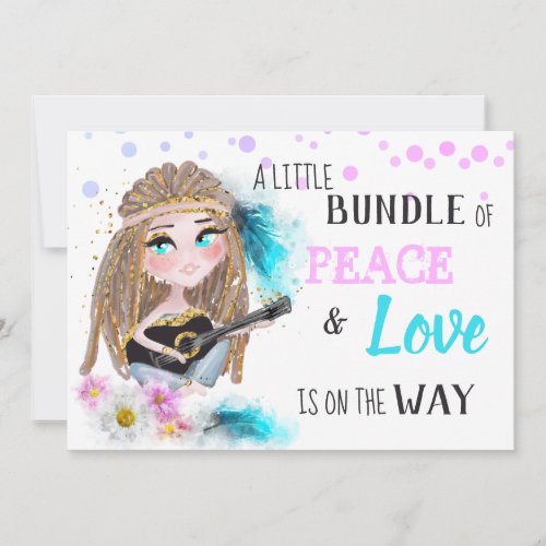*~* Neutral Boho  Peace &amp; Love Hippie  Baby Shower Invitation