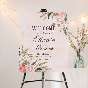 Neutral Boho Pink Peony Pampas Grass Wedding Foam Board