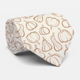 Neutral Boho Pumpkin Pattern Fall Halloween Party Neck Tie